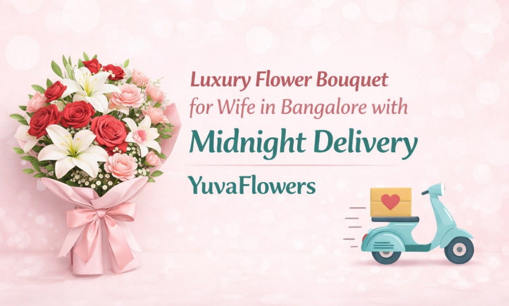 Top Luxury Flower Bouquet for Wife in Bangalore with Midnight Delivery