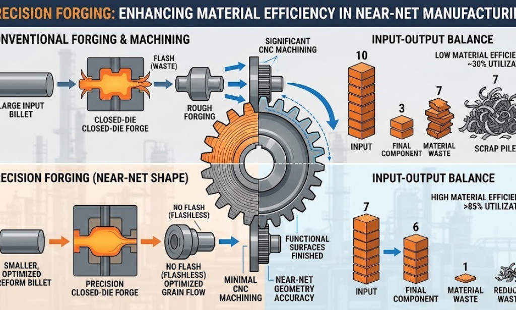 How Precision Forging Improves Material Efficiency in Near-Net Manufacturing