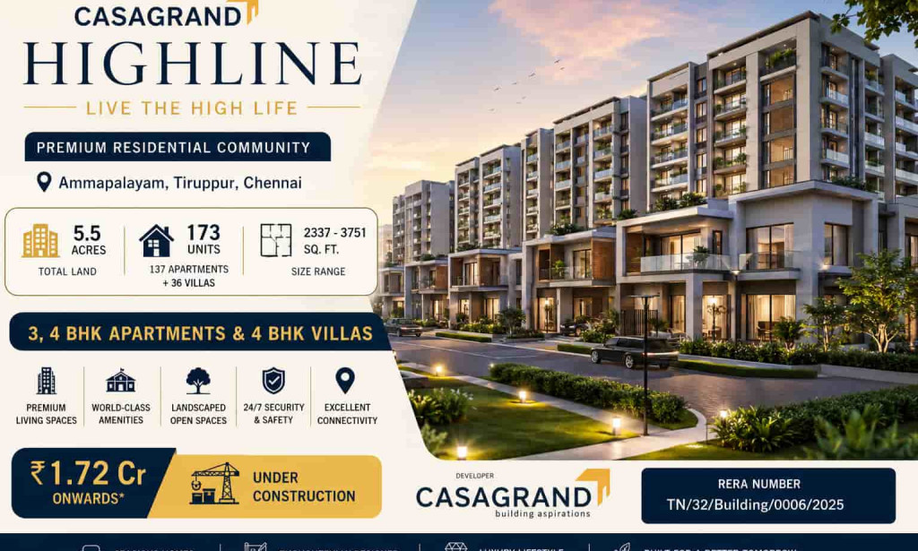 Casagrand Highline Tiruppur – Top Luxury Living Redefined