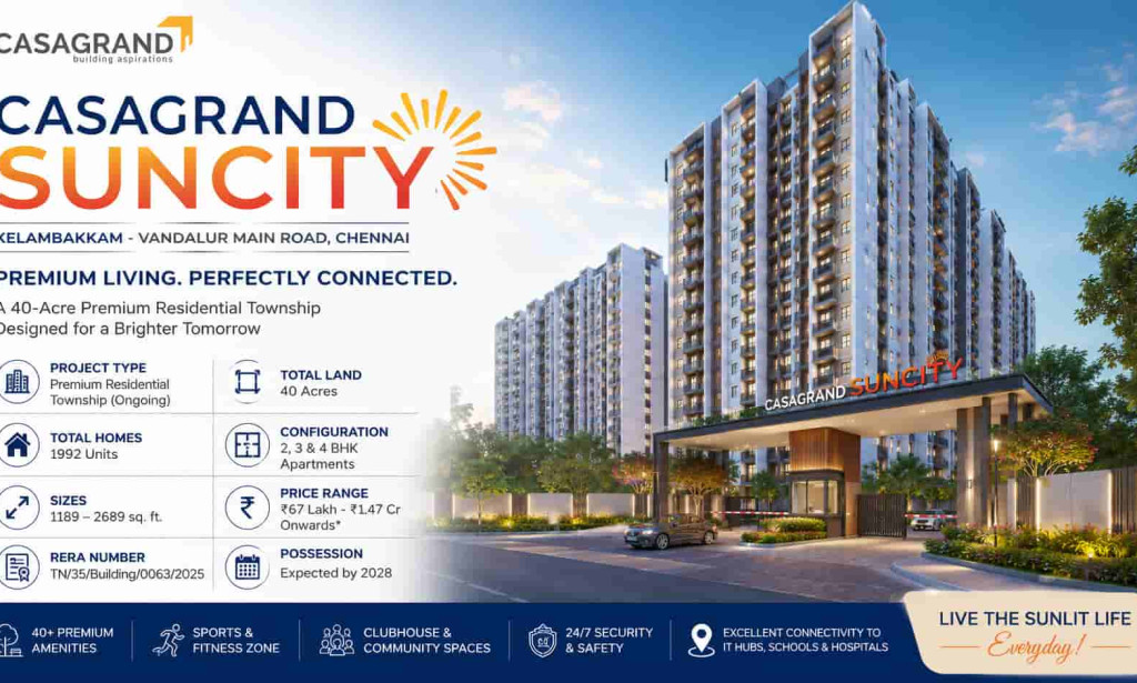 Invest in Casagrand Suncity Kelambakkam’s Top Premium Residences