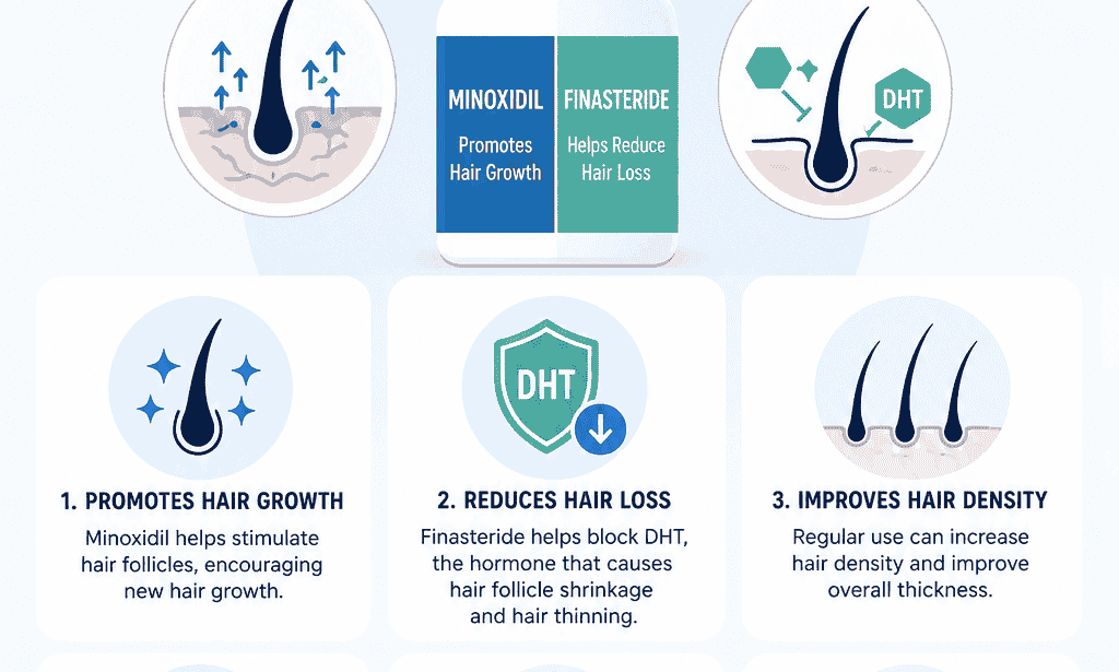 Minoxidil and Finasteride Topical Solution for Hair Thinning