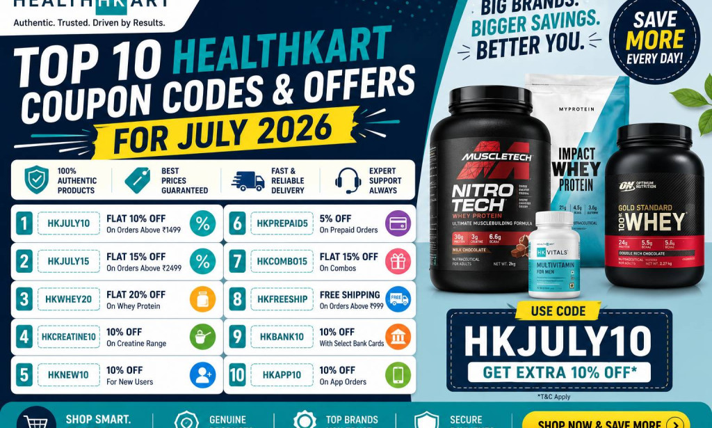 Top 10 HealthKart Coupon Codes and Offers for July 2026