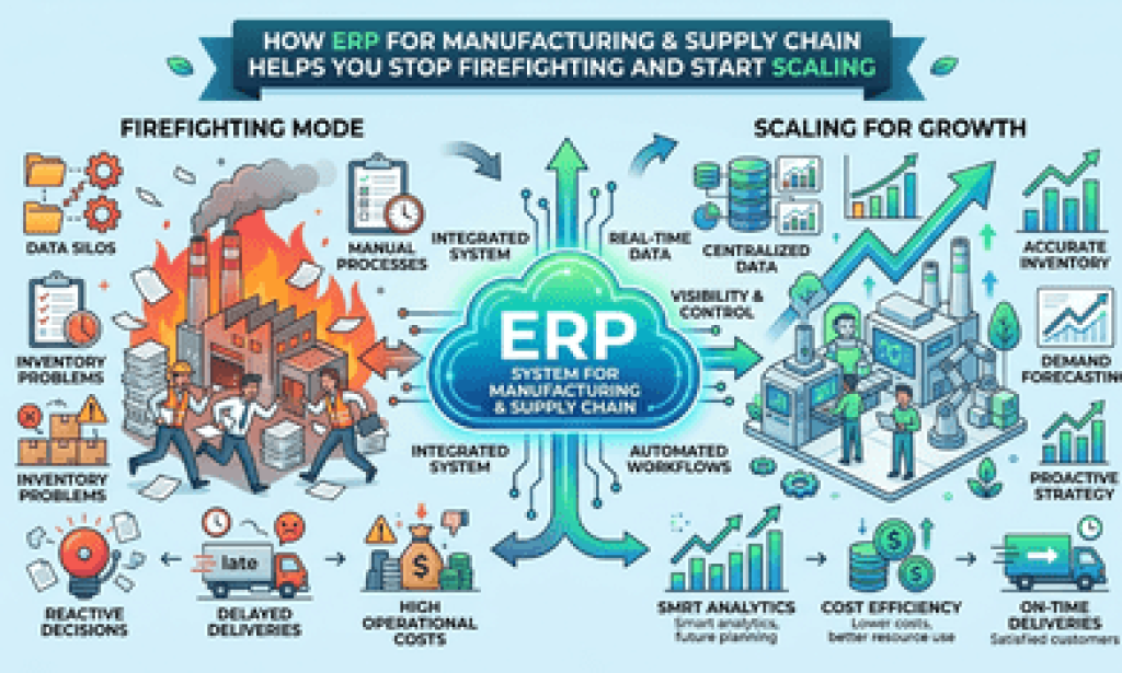 How ERP for Manufacturing & Supply Chain Helps You Stop Firefighting and Start Scaling