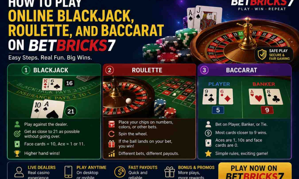 How to Play Online Blackjack, Roulette, and Baccarat on Betbricks7