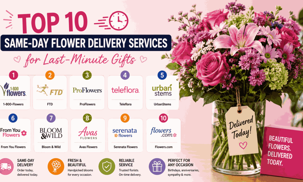 Top 10 Same-Day Flower Delivery Services for Last-Minute Gifts